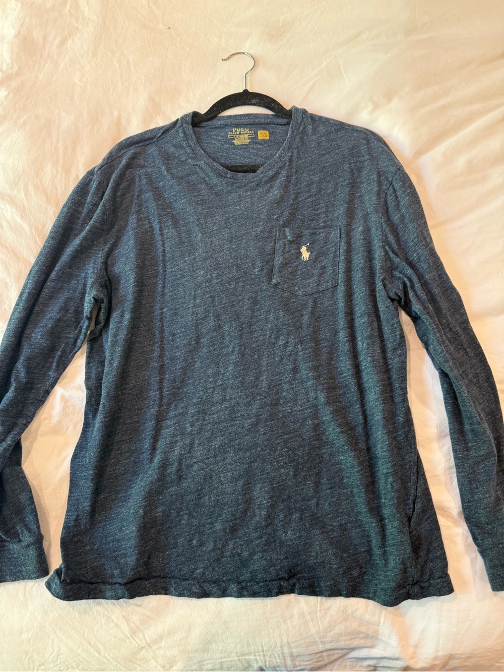 Polo by Ralph Lauren Heathered Navy Long-Sleeve Pocket Tee